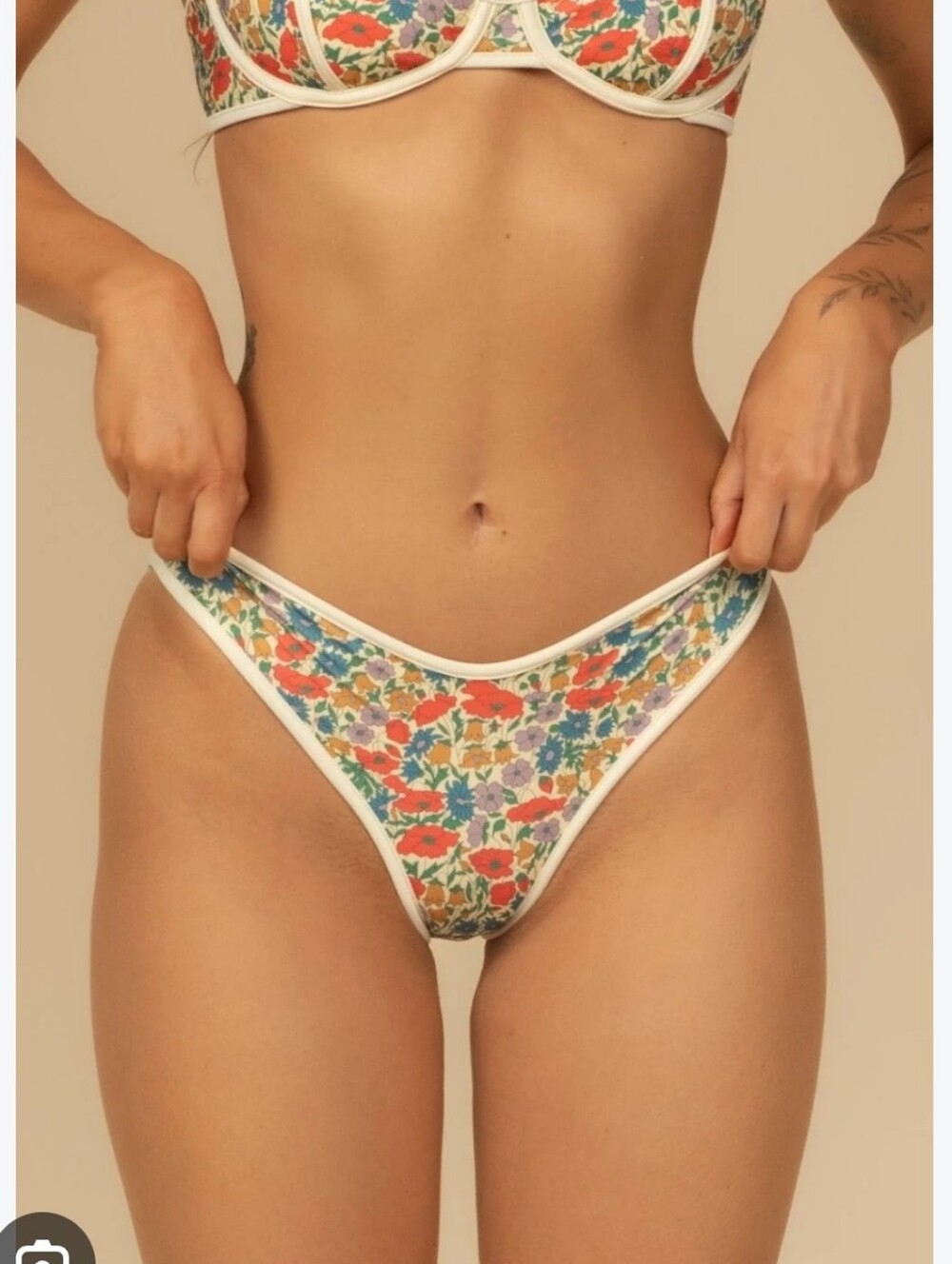 New!Montce Florencia Floral Added Coverage Binded Lulu Bikini Bottom